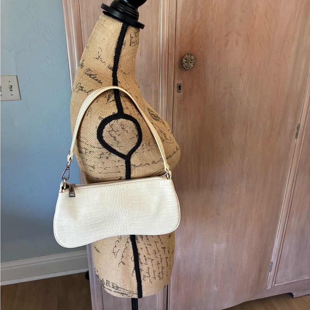 JW Pei Eva Shoulder Bag ivory mock croc Nordstrom east west spring wedding - Picture 12 of 16